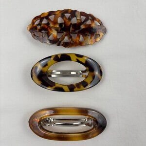 Barrettes Faux Tortoise Shell Brown Style Hair Clips Set of 3